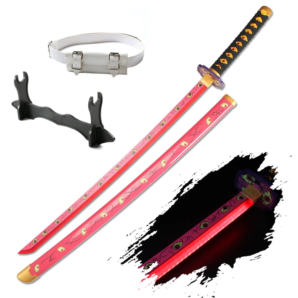 41″ LED Light Up  Sword Katana Japanese Anime Cosplay Samurai Swords Tanjiro Nichirin Sword withholder And Belt