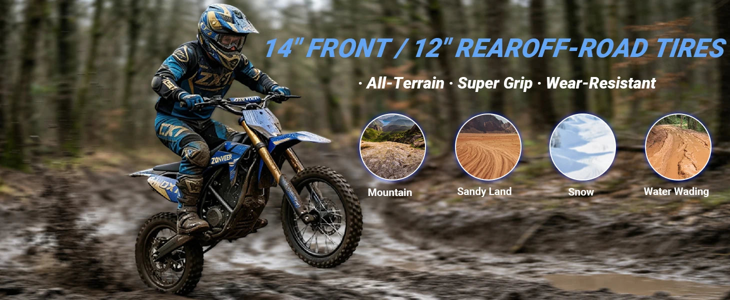 Zonveer DX1 3000W Peak Electric Dirt Bike for Adults, 998.4WH Battery, 40MPH Off-Road Electric Motorcycle, Hydraulic Brakes