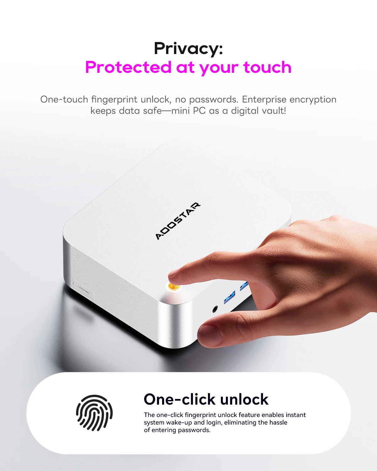 AOOSTAR MACO 6850H Mini PC, AMD Ryzen 7 Pro 6850H , 24GB LPDDR5, NO SSD HDMI+DP+USB4, WiFi 6, 2.5G LAN, for Windows
