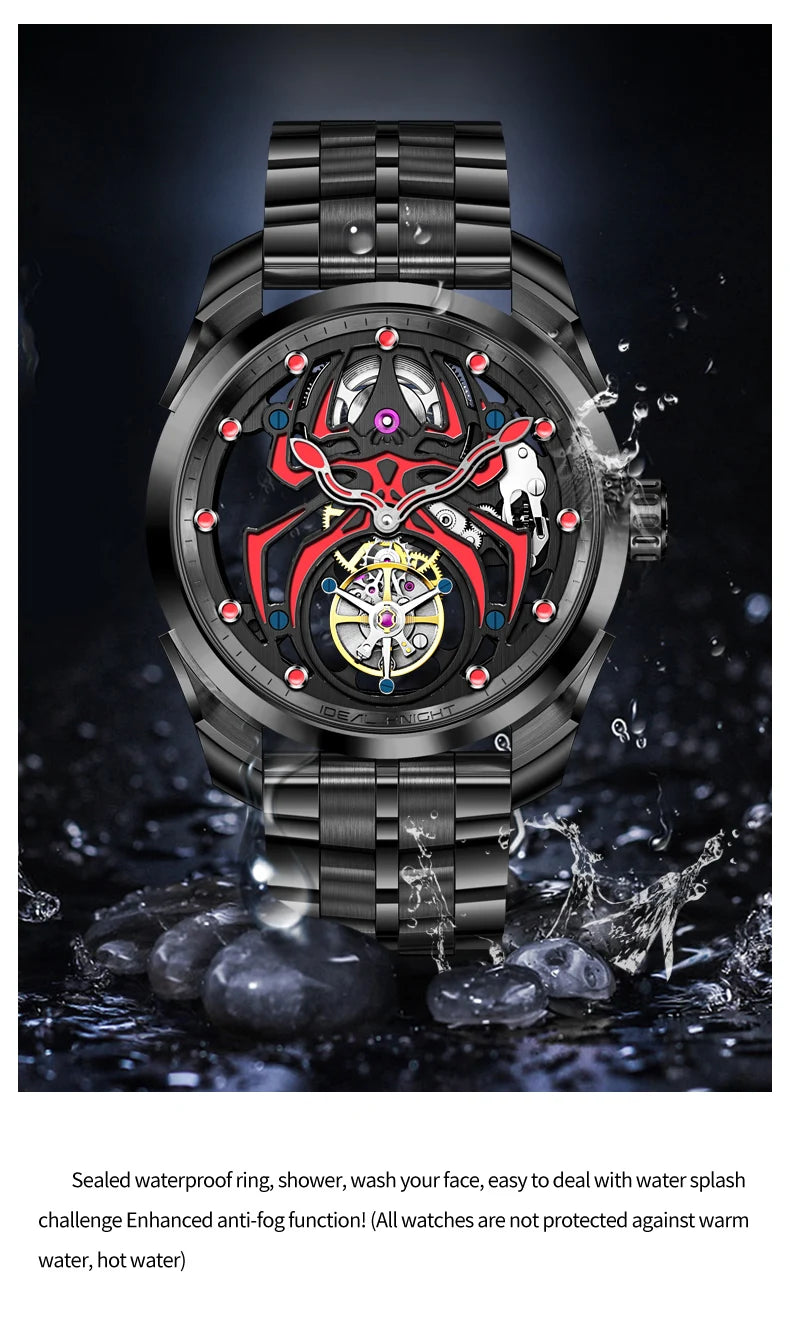 IDEAL KNIGHT 6802 Tourbillon Hollow Men Automatic Mechanical Watch Limited Edition Spider Dial HD Night Light Men Original Watch