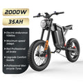 SLDBK X21 Electric Bike 2000W 48V35AH Electric Dirt Bike Battery Snow Electric Motorcycles Off Road E-bike Tyre Mountain Ebike
