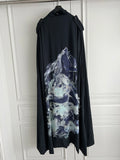 TOP-YAMAMOTO original design asymmetrical print design sense hooded cape-style trench coat loose and trendy