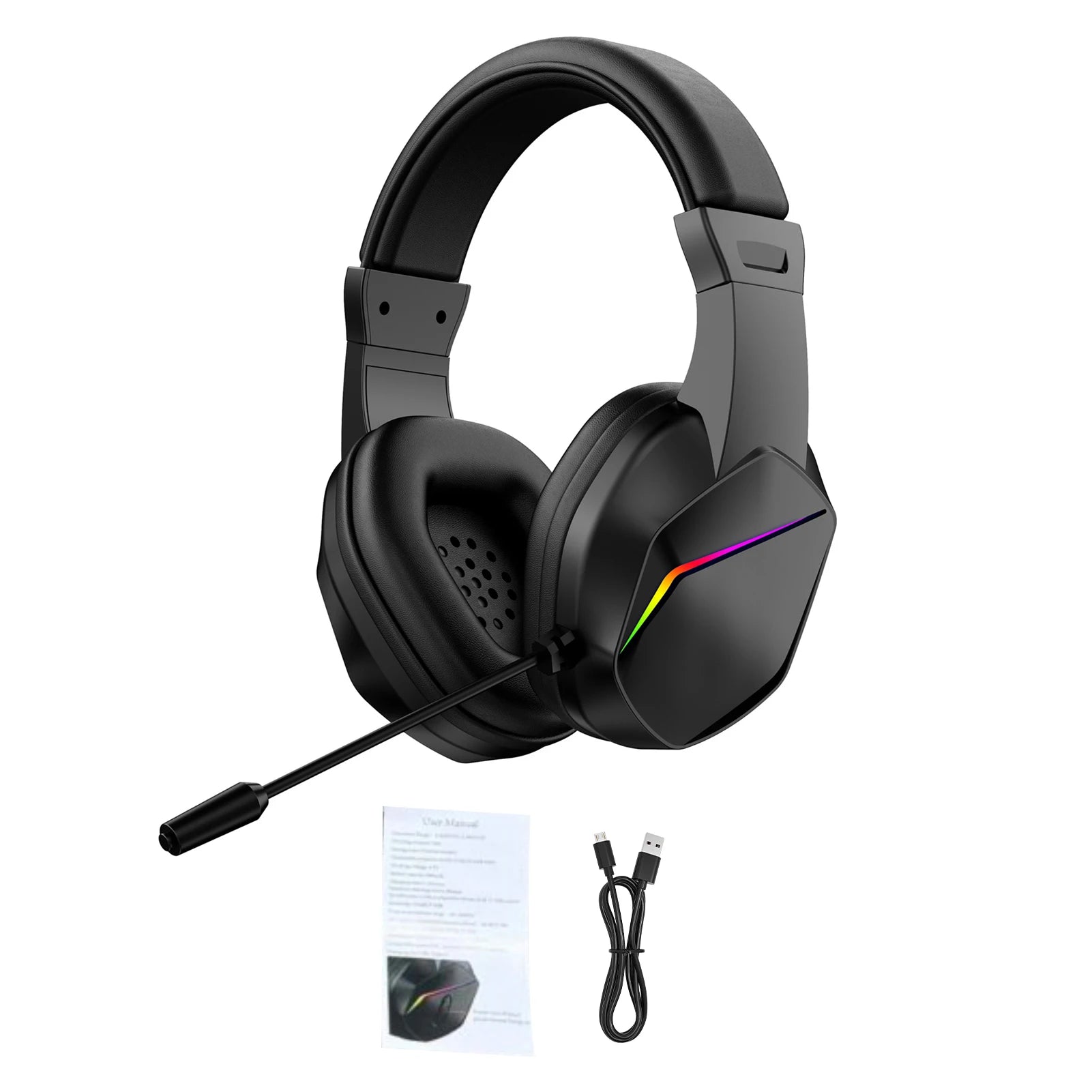 Wireless BT Gaming Headset with LED Lights, Low Latency Gaming Headphones, 40mm Drivers, Over-Ear Gaming Earphones with Omnidire