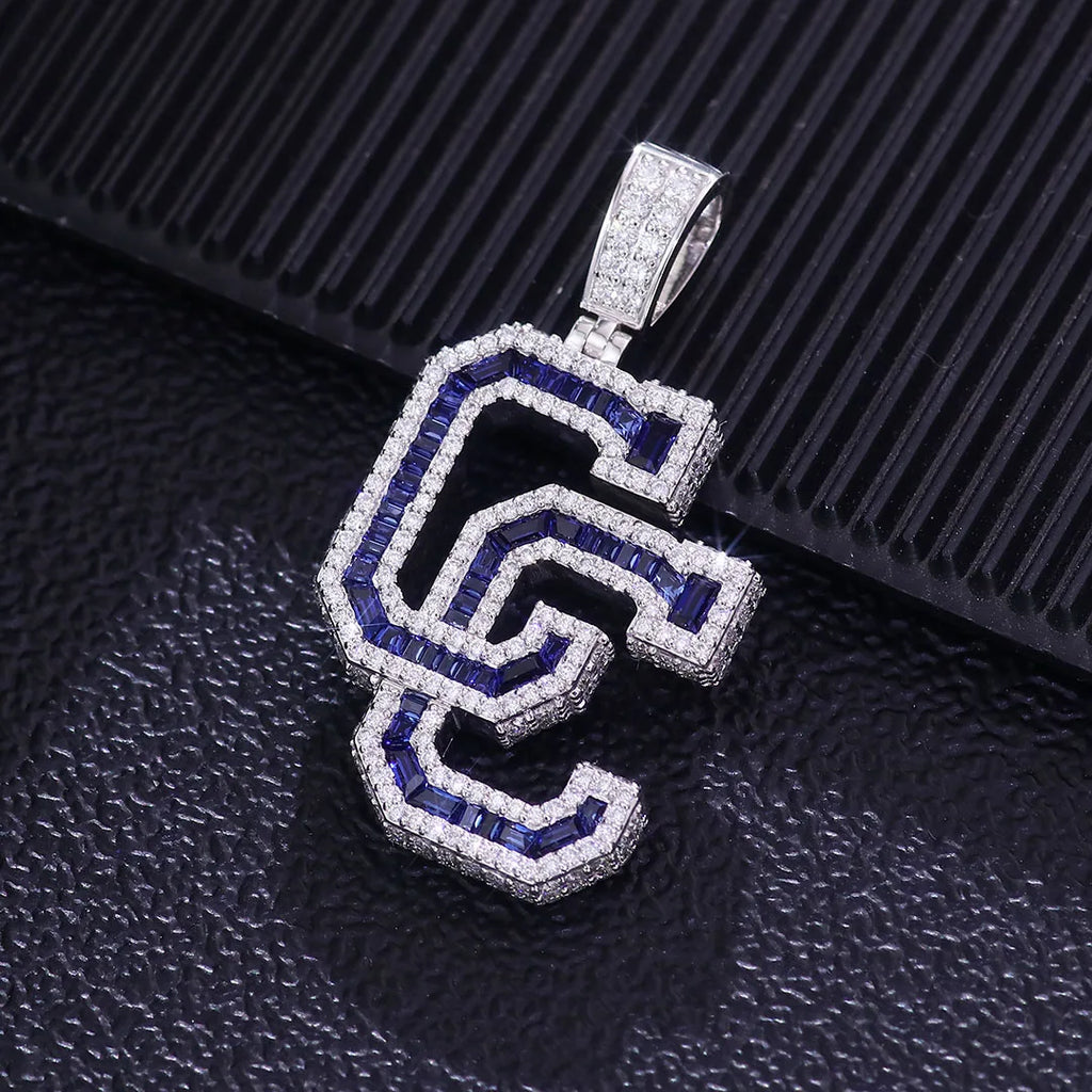 Provence Moissanite Hip Hop Pendant for Men Double C Letter Custom Jewelry 10K Gold Rapper Pendant Miami Rock Pendant for Women
