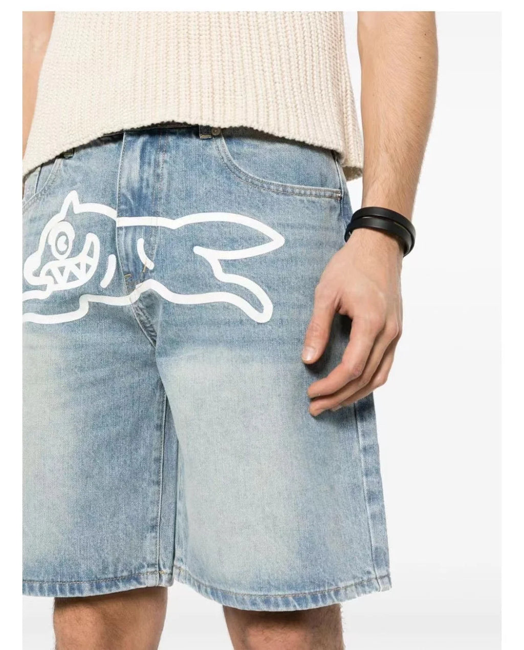 Top Quality Classic Printed Mens Casual Jeans Shorts Zipper Loose Fit Capri Men Denim Shorts Pants