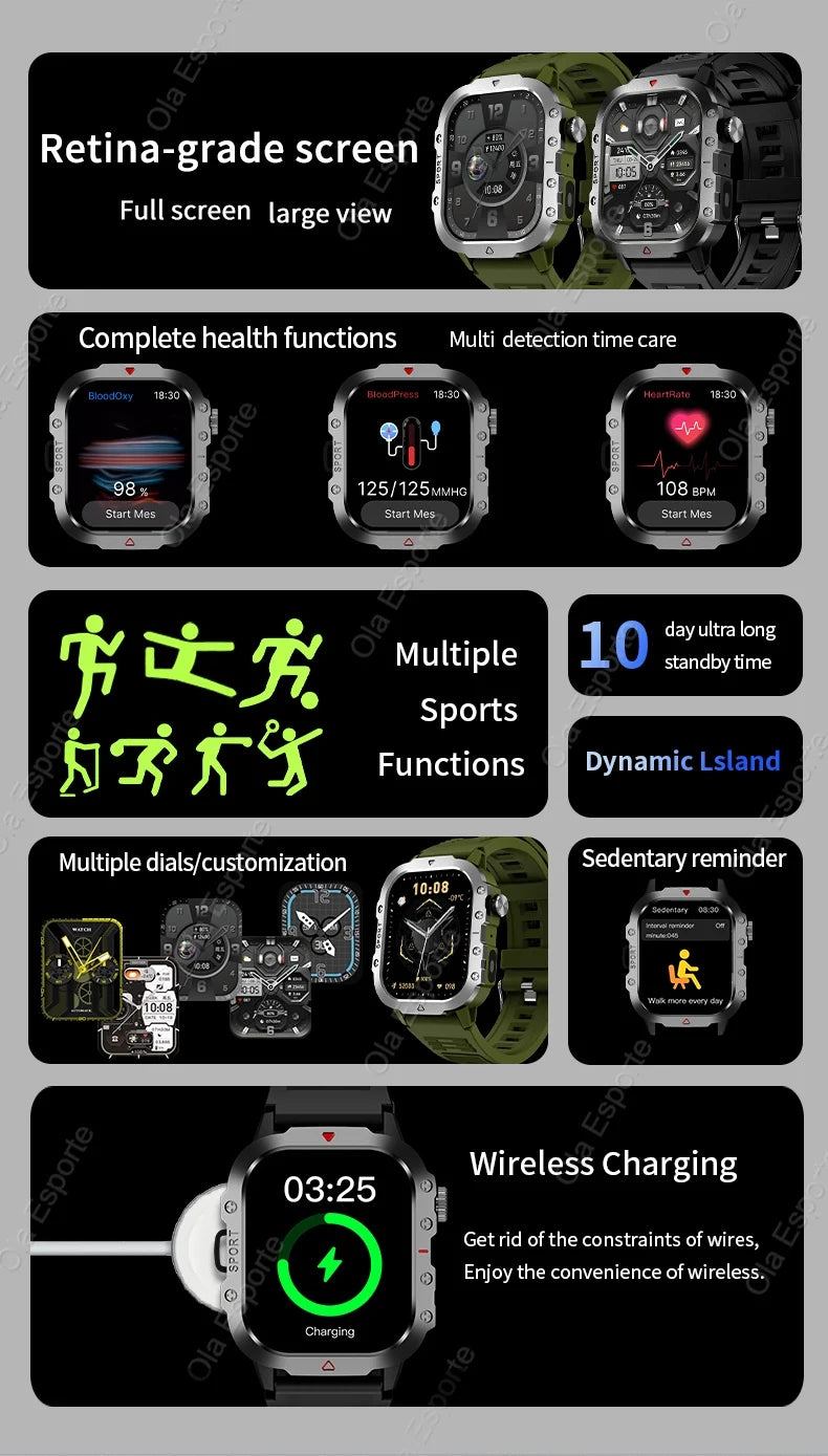 2026 New SmartWatch Men For Women Militray Outdoor GPS Tracker Sport Watches Heart Rate Sleep Waterproof Smart Watch IOS Android