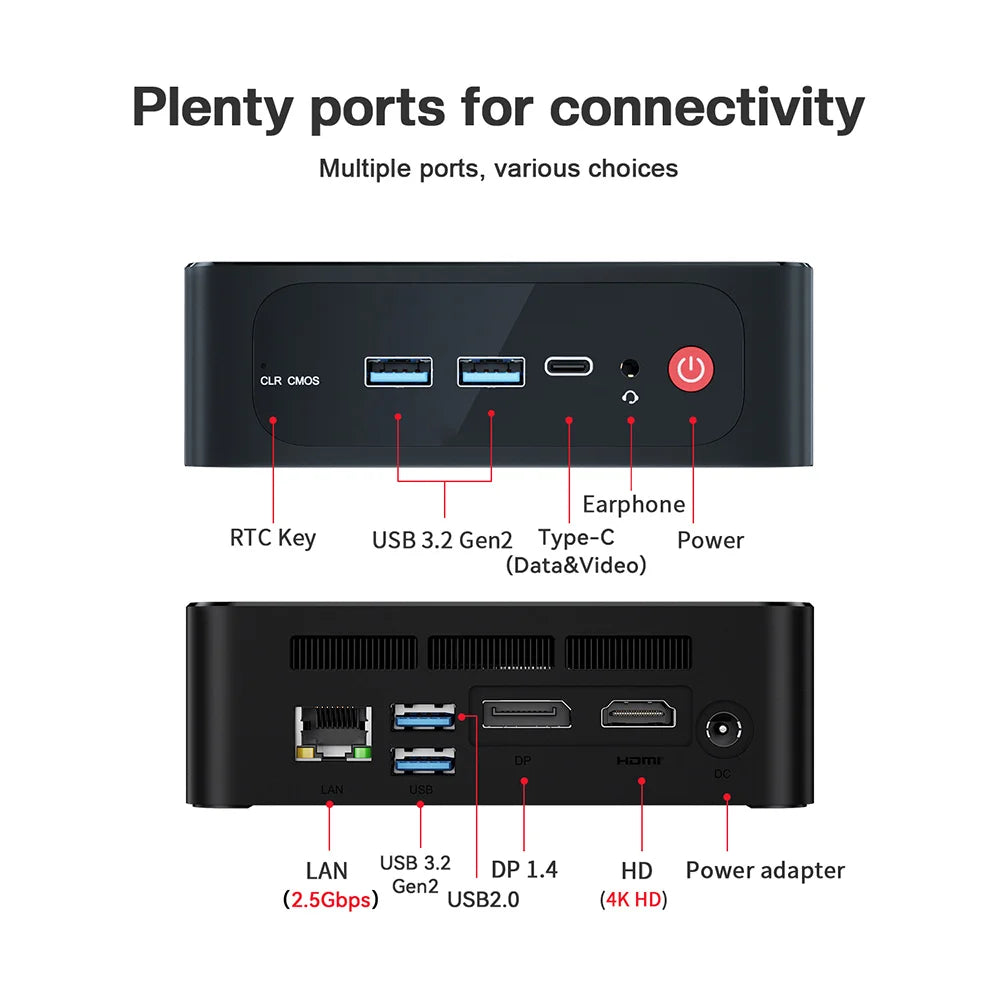 Beelink SER5 Mini PC AMD Ryzen 5 5500U DDR4 16GB SSD 500GB Support WiFi6 BT5.2 4K HD 1000M Desktop Computer