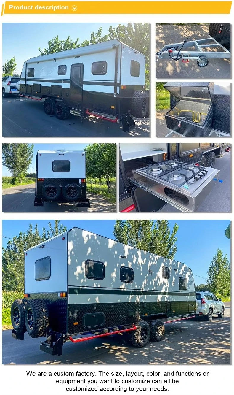 Customized Off Road Small Family Camping Caravan RV Camper Trailer With Toilet Reliable For Outdoor Camping Trips