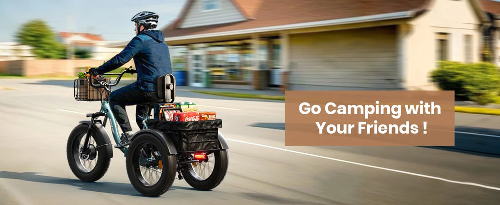QRONGE Lava Electric Tricycle For Adults 960W Peak 36V 15AH Battery E-bike 50 Miles Range With Large Rear Basket Electric Trike