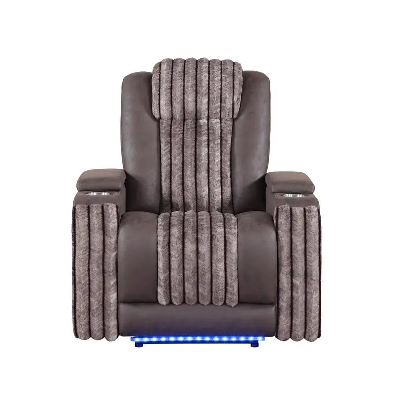 3-Piece Power Reclining Sofa Loveseat Recliner Set with Power Headrest LED Lights and More