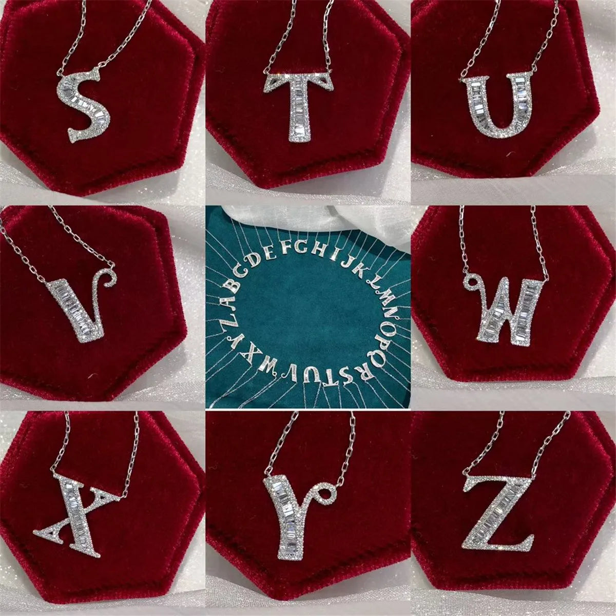 18K gold solid genuine gold natural diamond letter diamond necklace - high-quality jewelry available in stock, for customization