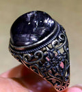 Natural Brookite Platinum Rutilated Quartz Ring Oval 925 Sterling Silver 16.6/14/8mm Woman Men Water Drop Lucky AAAAA