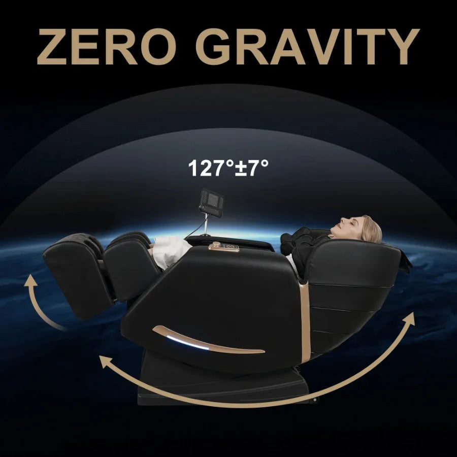 Full Body Massage Chair With Zero Gravity Recliner with two control panel: Smart large screen and Rotary switch spot kneading a