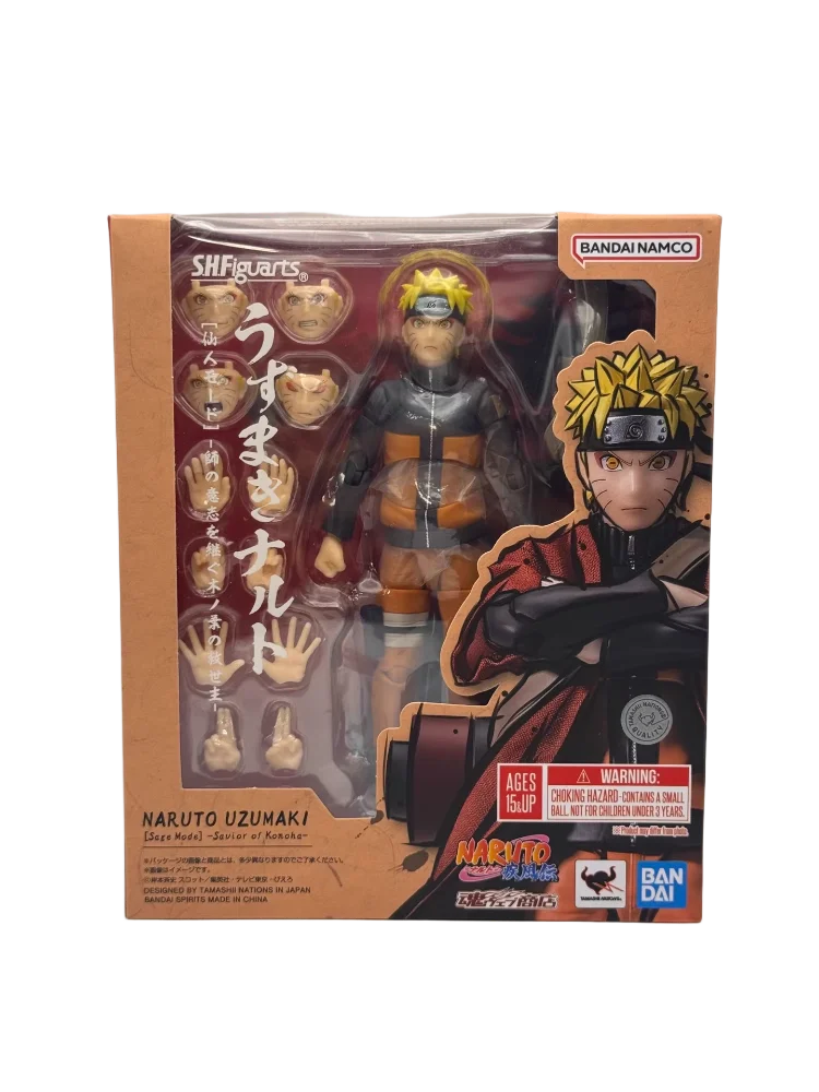 BANDAI Naruto Original Box Figure SHF Naruto Series Uzumaki Naruto [Sage Mode] Anime Peripheral Model Figure Collection Gifts