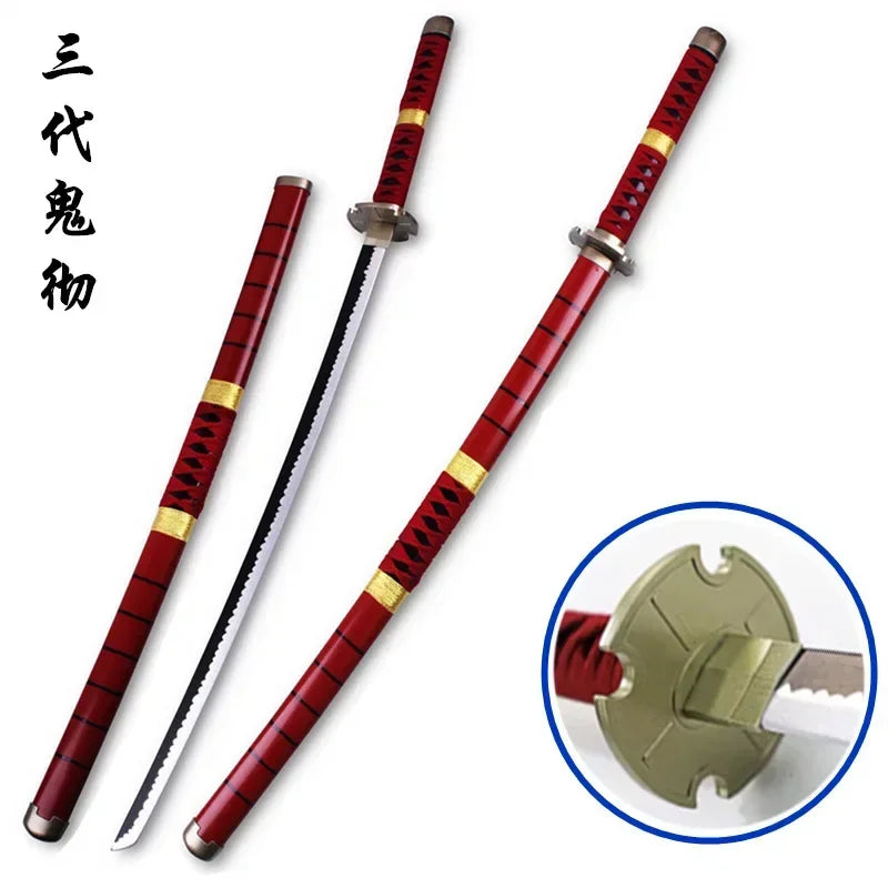 104cm Zoro Katana Sandai Kitetsu Sword Wooden Ninja Blade Anime Cosplay Prop Real Size Japanese Katana Samurai Sabre Kid Toy