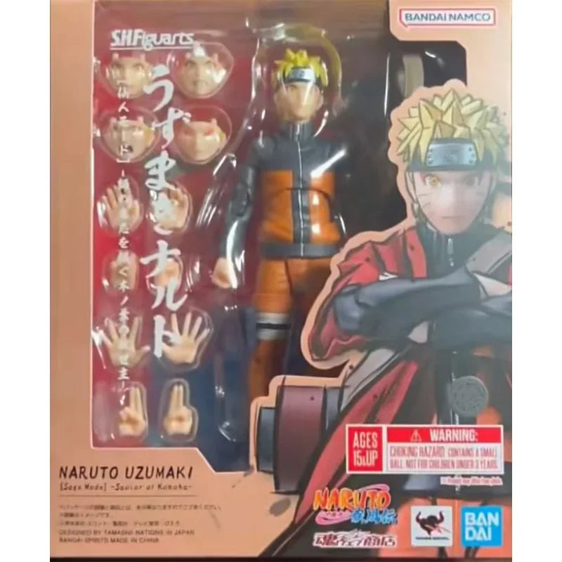 Original Bandai Naruto S.H.Figuarts SHF Uzumaki Naruto Sage Mode Savior of Konoha In Stock Anime Action Figures Model Toys