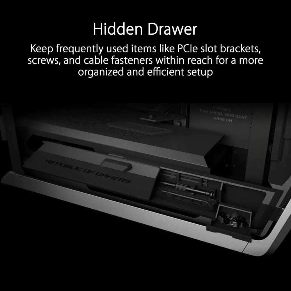ROG Hyperion GR701 EATX ull-Tower Gaming Case, High Airlow Design, Tool-ree Side Panels, Pre-Installed 4x140mm ans, Supports 420