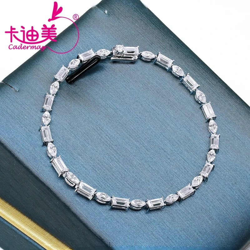 CADERMAY 2022 New In Style Custom Moissanite Chain 14k Bracelet For Man And Women Unisex Marquise and Emerald Cut Fashion