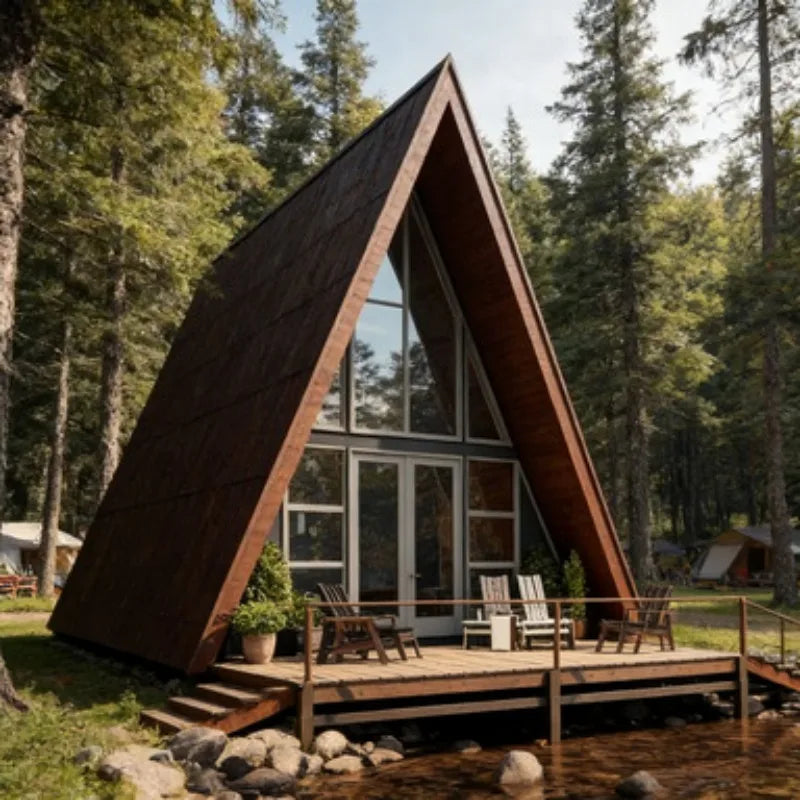 Heat Insulated A Frame Triangular House Low Rise Villa Modular Prefab for Apartment