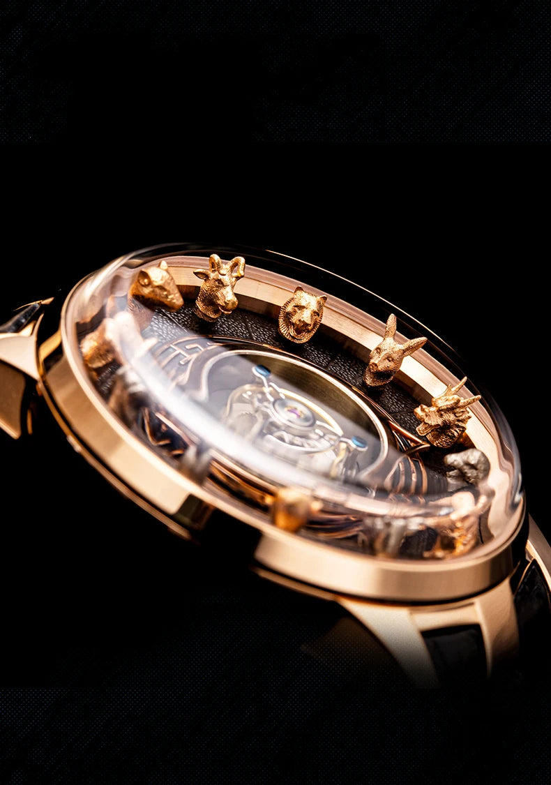 Haofa 2000 Center Tourbillon Movement Man Watch Luxury Sapphire Zodiac Tourbillon Mechanical Mens Watches Limited Edition
