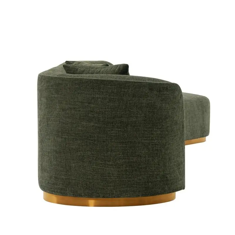 Contemporary Chenille Sofa Sectional with Cushions in Olive Green Color