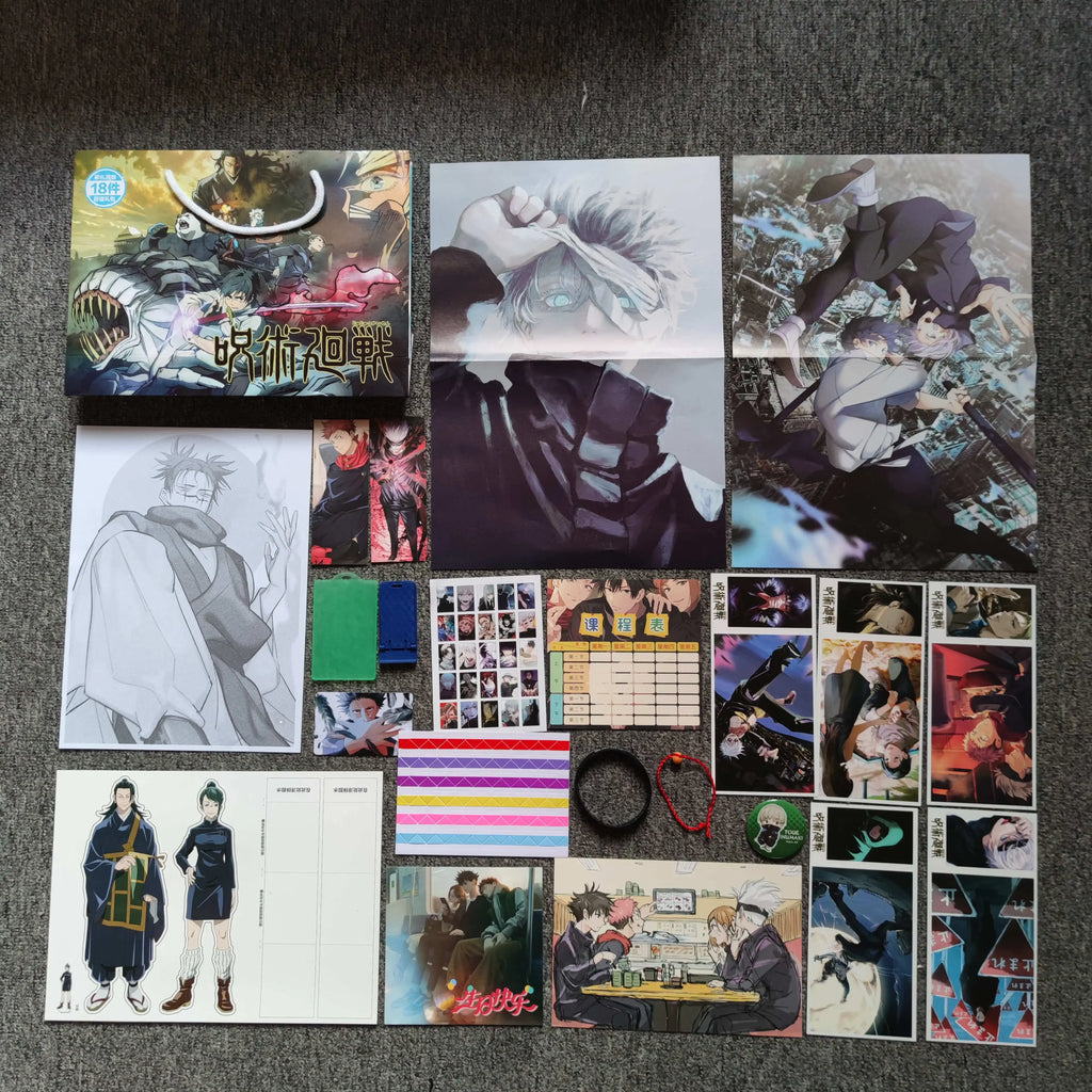 Anime Lucky Gift Bag Stray dogs ONE PIECE Genshin Impact Collection Toy Include Postcard Poster Bookmark Sleeves