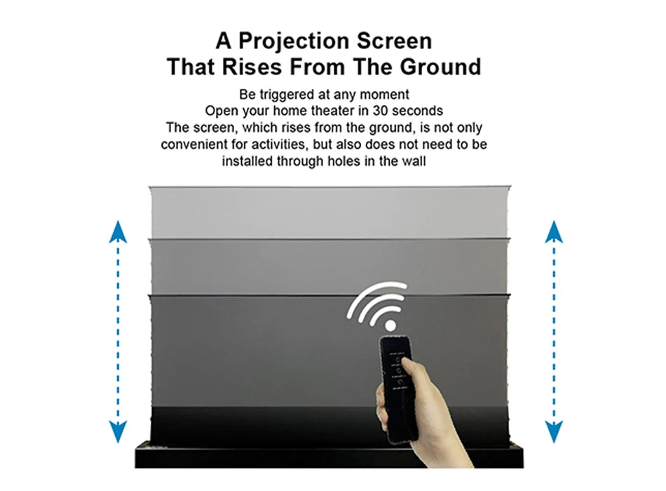72-120 Inch Motorized Fresnel ALR Floor Rising Projector Screen Ambient Light Rejecting for Normal Throw Projector 3D 8K Image