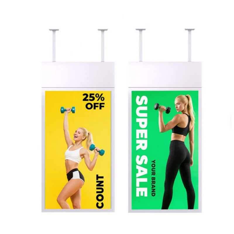 Double Sided Hanging LCD Advertising Display Floor Stand Mounted Digital Signage 49 Inch Mini-LED Backlight 120Hz IPS Panel
