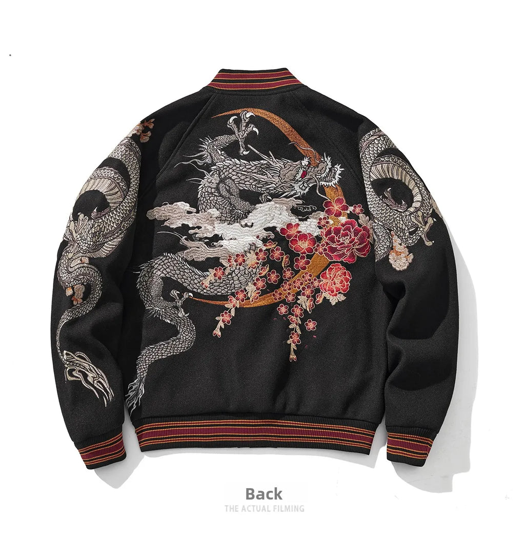 Ele Embroidered Heavy Industry Harajuku Sle Men's Baseball Jaet Woolen Coat Spring Autumn Faion Trend Outerwear
