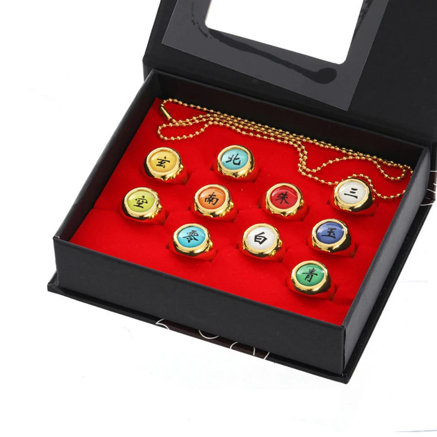 10pcs Bandai Naruto Akatsuki Rings Anime Itachi Figure Cosplay Action Accessory Jewerly Cool Boys Children Kids Toys Gifts