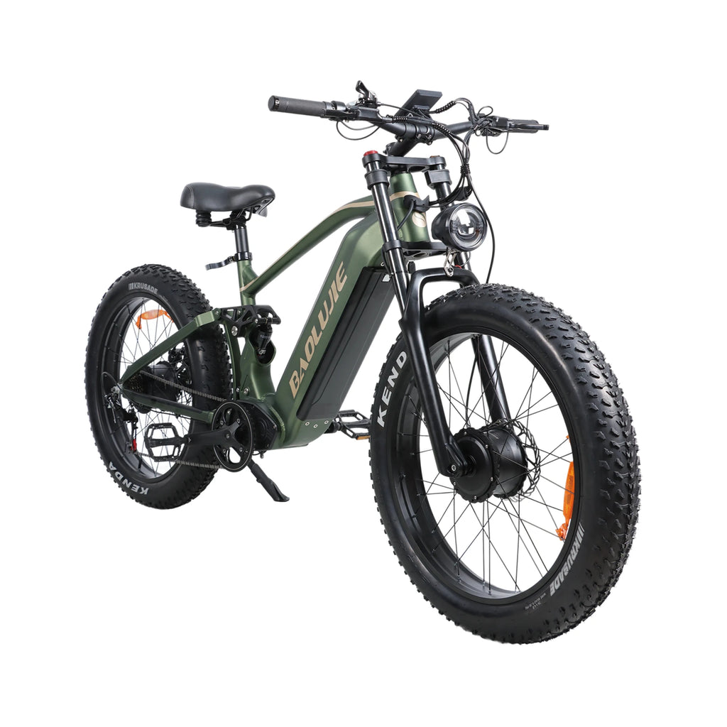 BAOLUJIE Peak 5000W Electric Bicycle Motor Electric Bike 26*4 Inches Tire Mountain E-bike 52V 23Ah Battery 36MPH Full Suspension