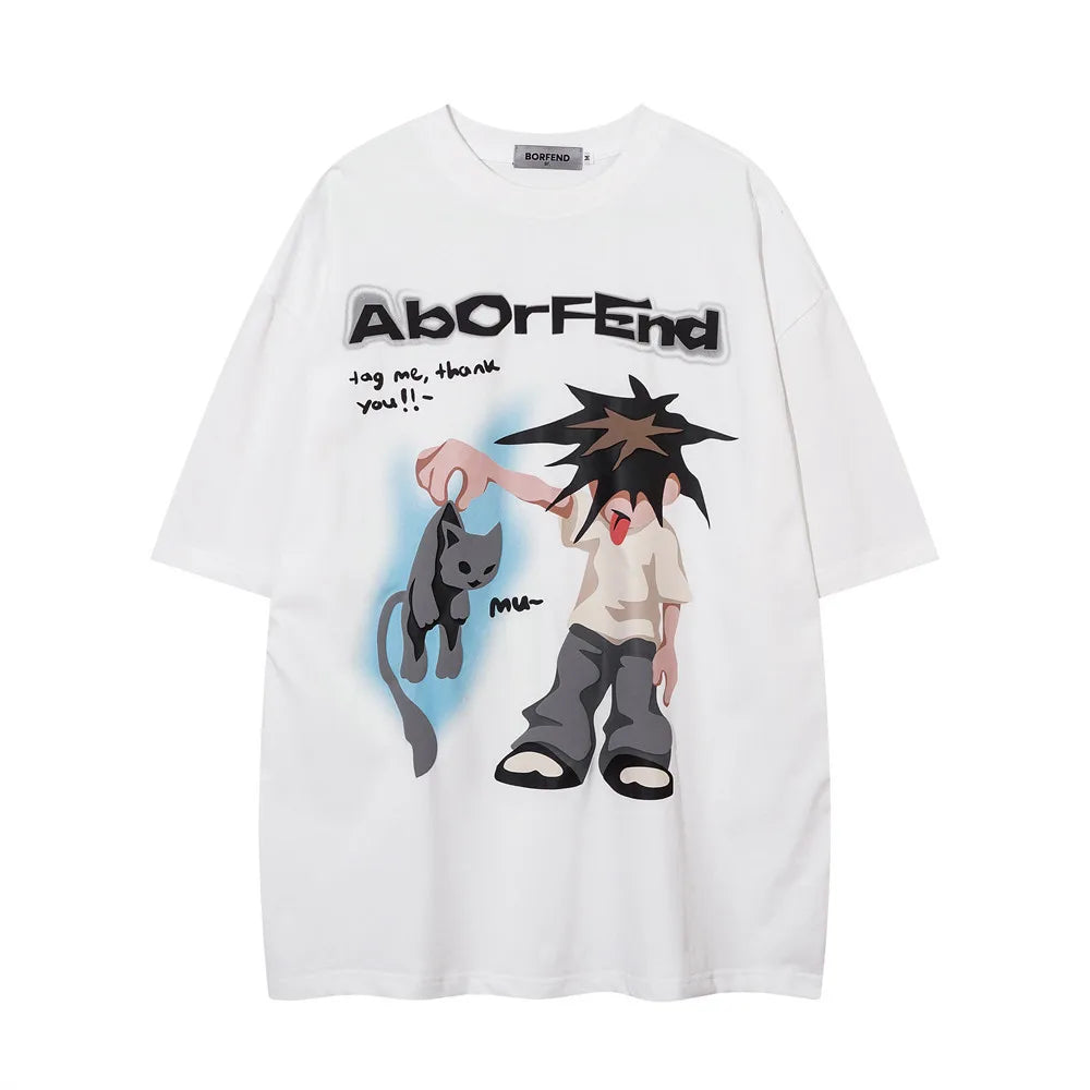 Summer T Shirt Men Cartoon Anime T-shirt For Men Hip Hop Streetwear O-neck Half Sleeve 100% Cotton Breathable Casual Tops Tees