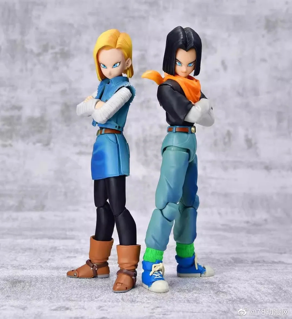 15cm SHF Original Dragon Ball Anime Figure Android 17 Peripheral Joints Can Move Model Desktop Decoration Ornaments Gifts Toys