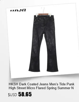 HKSH Autumn New Men Tide Dark Vintage Stylish Damage Waxed Denim Pants Handmade Hole High Street Jeans Straight Chic Ins HK17722