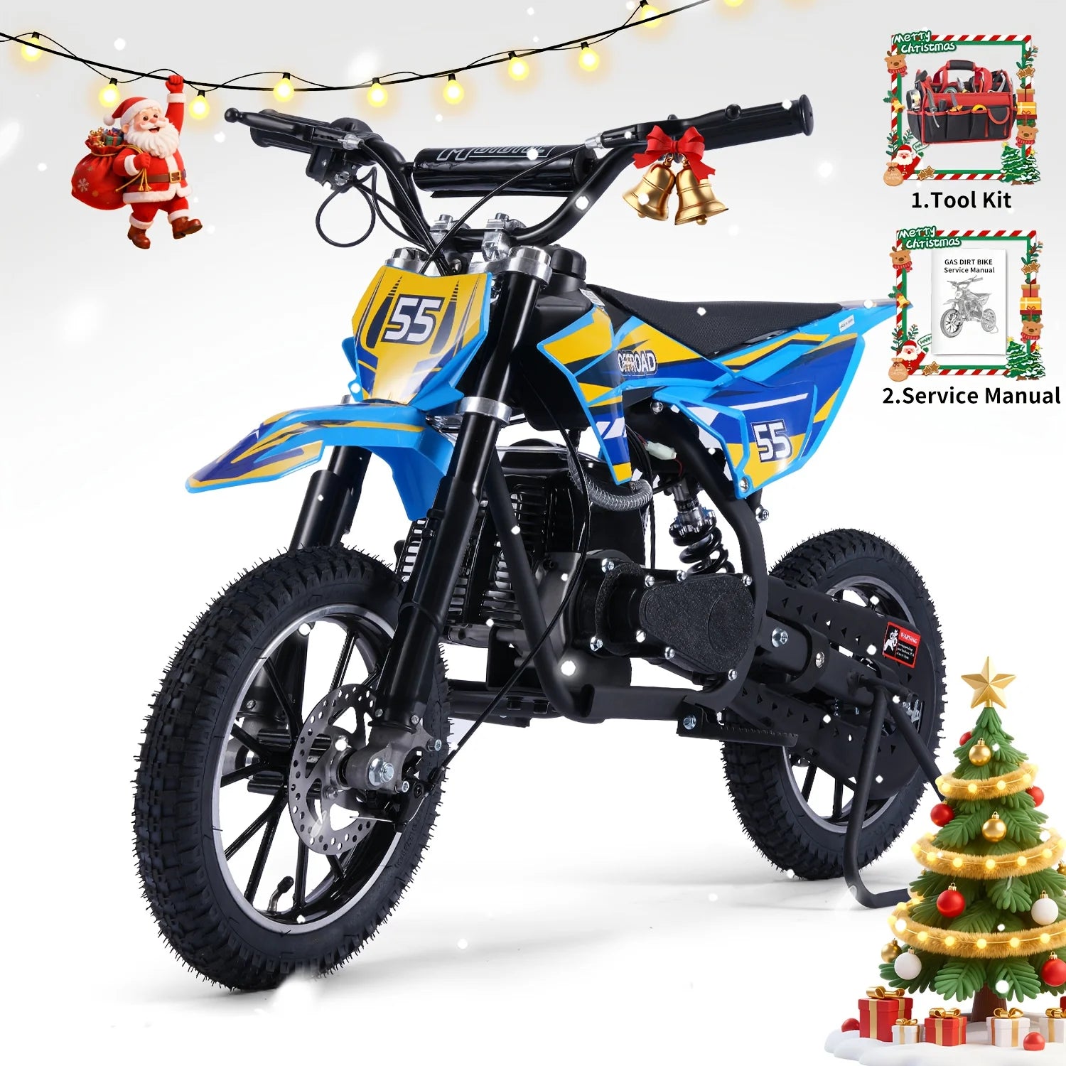 50CC Dirt Mini Bike: A Gas-powered, 2-stroke Off-road Motorcycle With A 20 Mph Top Speed And 25-mile Range. It Includes Pull-sta