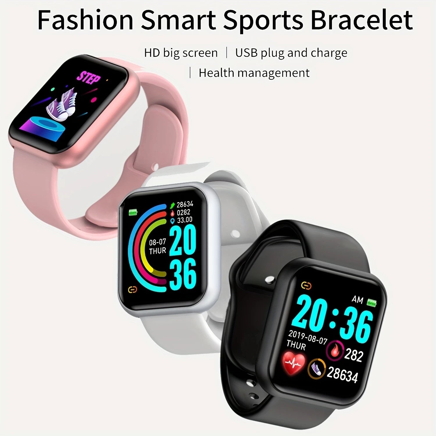 Men Smart Watches Color Screen Bluetooth Woman Fitness Sport Bracelet Health Sleep Monitor Electronic Clock Smartwatch Alarm Y68