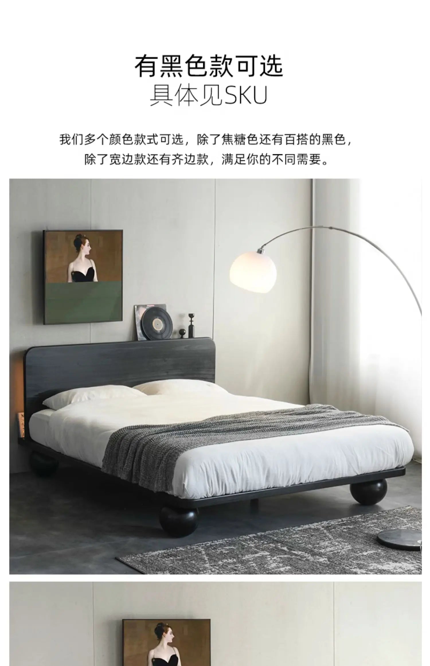 European Headboard Bed Frame Double Wood Elegant Nightstands Twin Bed Frame Queen Size Full Cama Moderno Lujo Home Furniture