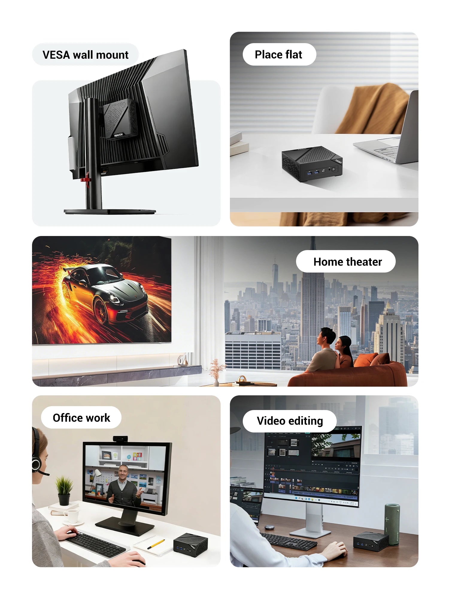 FIREBET AM02 Mini PC 6600H CPU 6C/12T UP TO 4.5GHz 16GB LPDDR5 RAM 512GB SSD Windows 11 2*RJ45 WIFI6 BT5.2 Gaming Computer