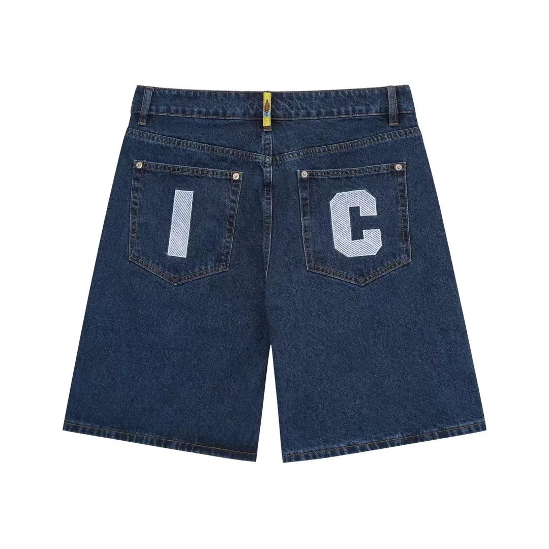 Top Quality Classic Printed Mens Casual Jeans Shorts Zipper Loose Fit Capri Men Denim Shorts Pants