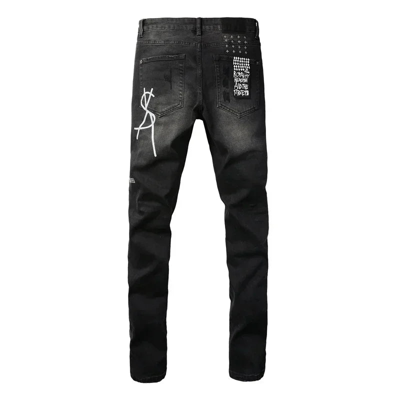 2025 KSUBI Men Personality Multi-style Low Rise Elastic Skinny Denim Pants American Style Ripped Trousers Jeans