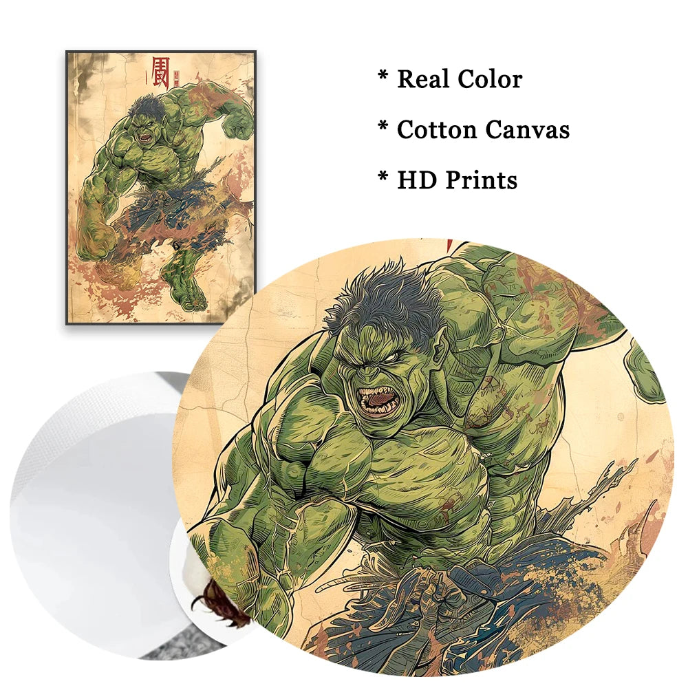 Deadpool Wolverine Art Poster Superhero Hulk Classical Japanese Style Prints Iron Man Spider Man Canvas Painting Decor