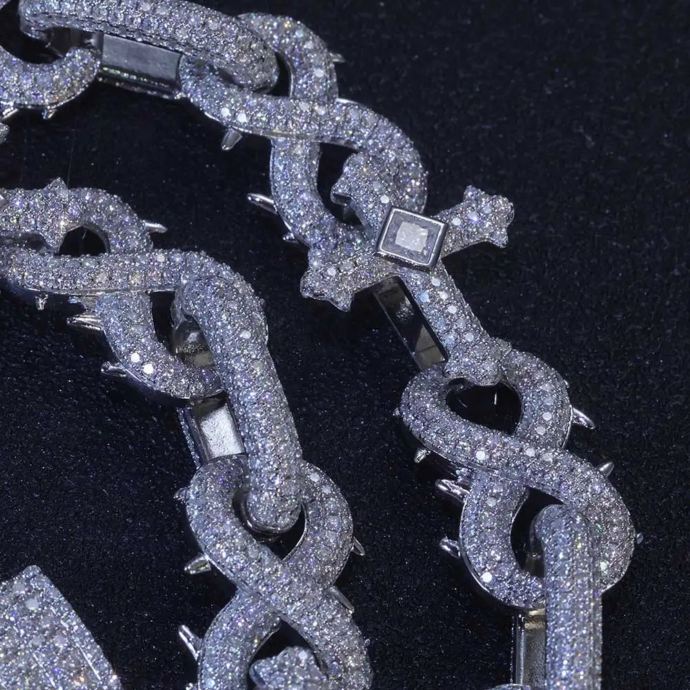 Wholesale Fine Jewelry Cross Moissanite Necklace 925 Sterling Silver Vvs Diamond Iced Out Moissanite Chain Men