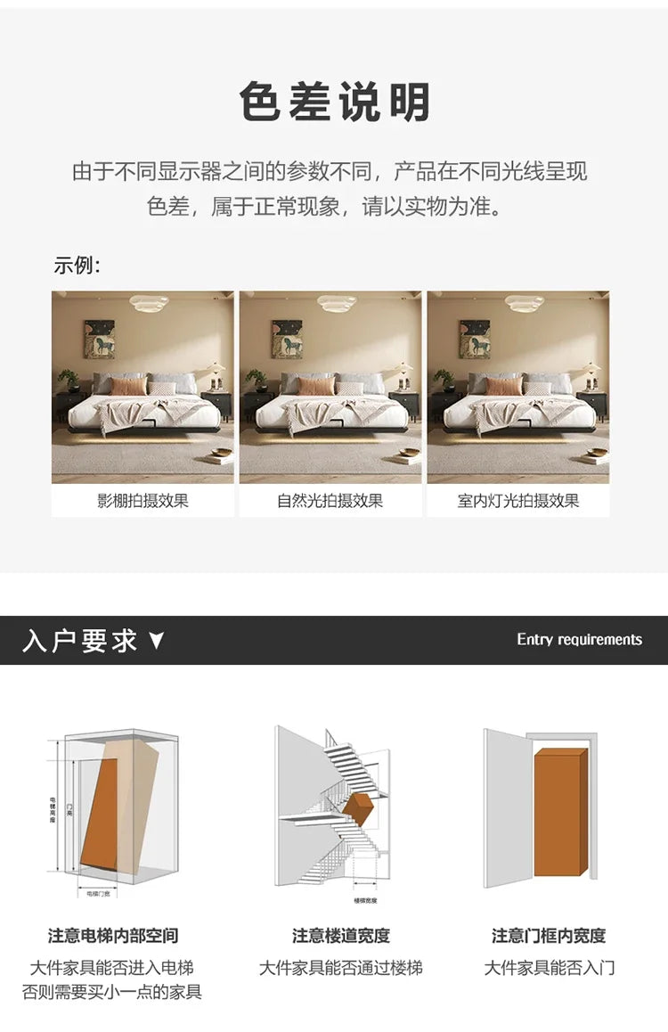 European Style Simple Bed Frame Double Storage Headboard Queen Bed Frame Full Size Nightstands Cama Moderno Lujo Home Furniture