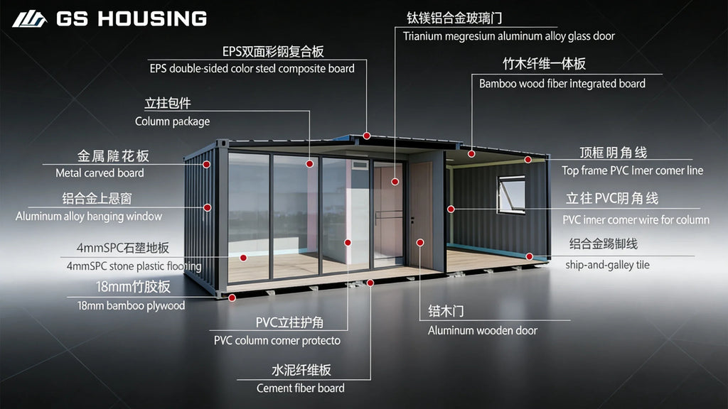 Ready Made Luxury Villa Prefabricated 20Ft 40Ft Expandable Container House 2 3 4 5 Bedrooms Prefab Portable Mobile Tiny Home