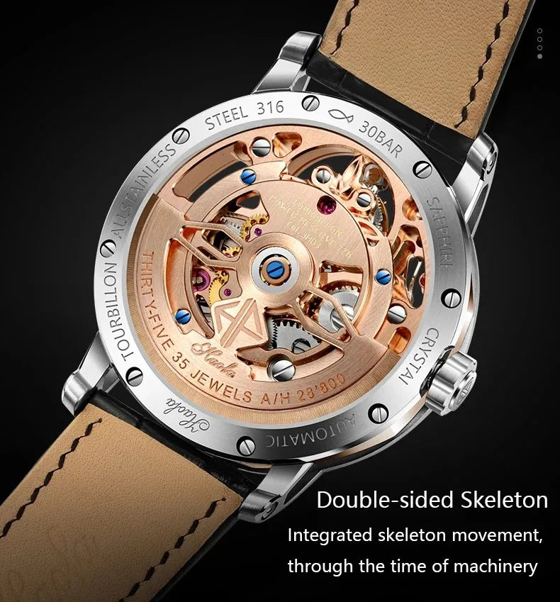 Haofa Skeleton Automatic Tourbillon Movement Men Watches 1931 Sapphire Tourbillon Mechanical Business Luxury Man Watch Hollow