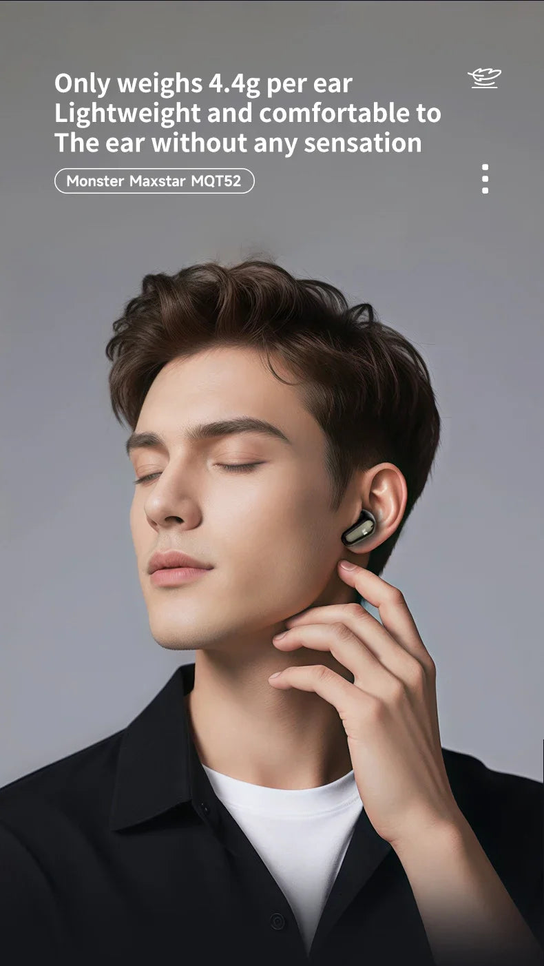 Monster MQT52 Gaming Headset TWS Wireless Bluetooth 5.4 HIFI Stereo Sound Earphones Talking Noise Canceling Earbuds with Mic