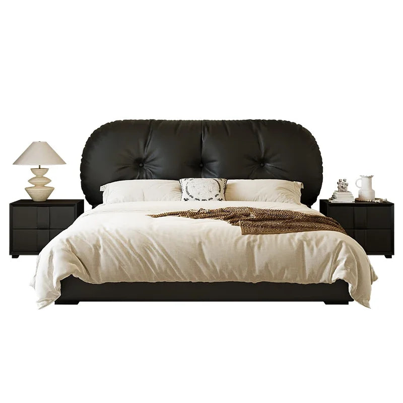 Tall Headboard Double Bed Frame Modern European Style Full Queen Size Bed Frame Bedroom Nightstands Cama De Casal Home Furniture