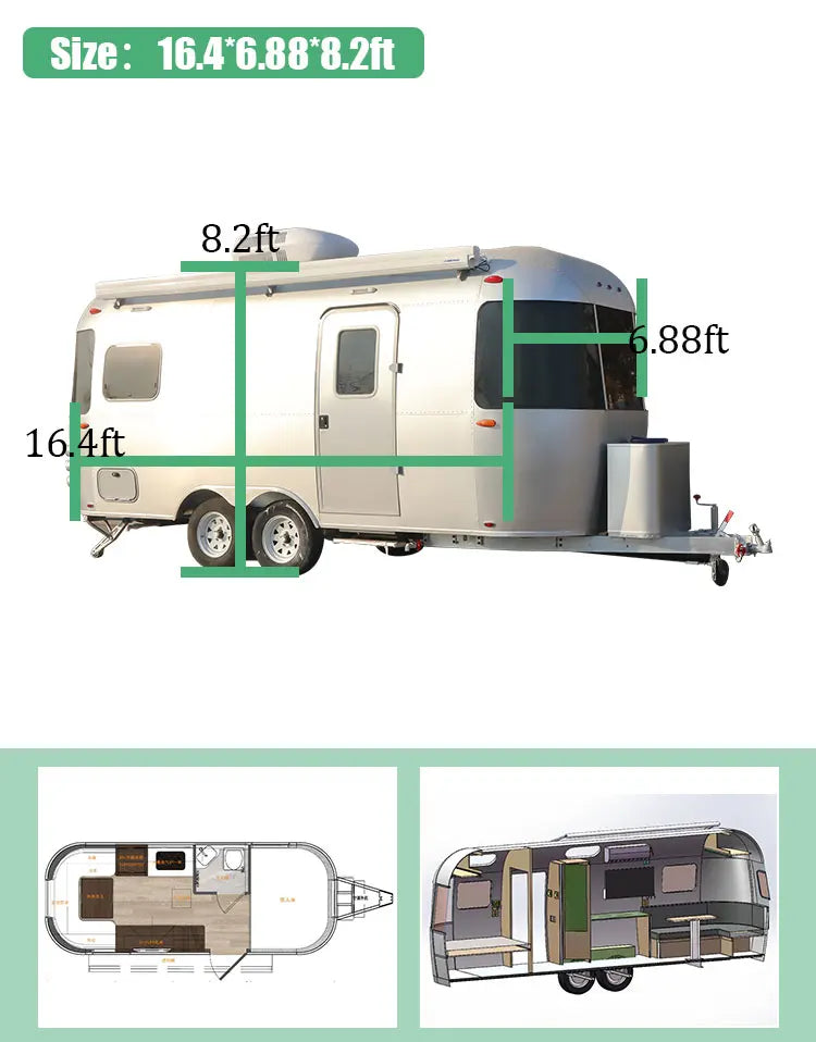 Customized New Design Offroad Aluminum 4x4 Camper Trailer Caravan Van Motorhome with Bathroom for Outdoor Camping