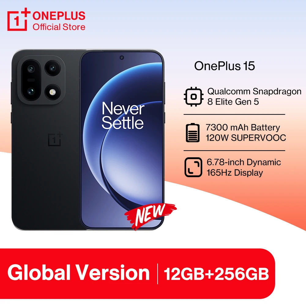 2025 New OnePlus 15 Global Version Smartphone Snapdragon 8 Elite Gen 5 165Hz Display 7300mAh Battery 120W SUPERVOOC Charge