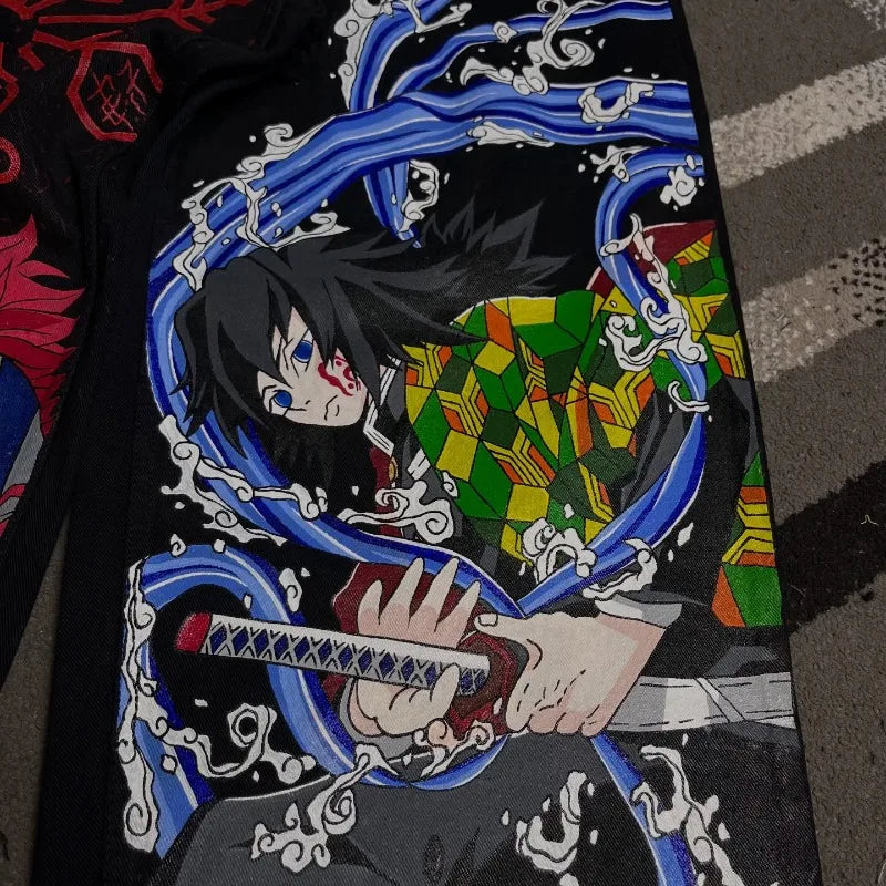 Y2K Jeans anime Harajuku printed pattern Wide Leg Jeans Gothic Vintage Hip Hop High Waist Men Women Fashion Casual Streetwear